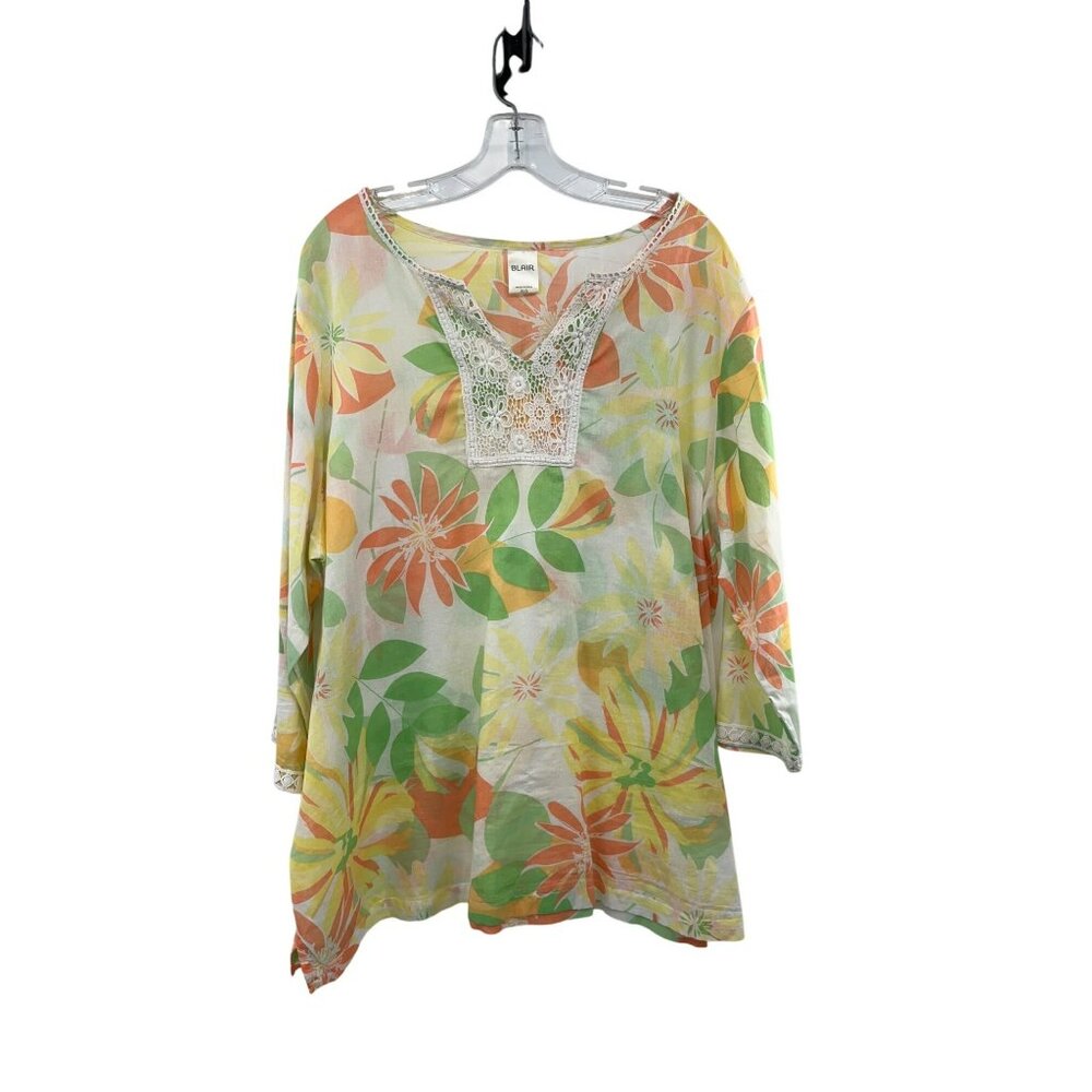 Blair Swim Cover Up Tunic Womens XL Used Floral Lightweight
